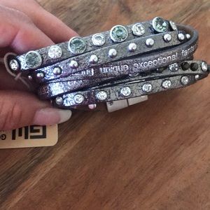 Good Works Leather Stuffed Script Bracelet